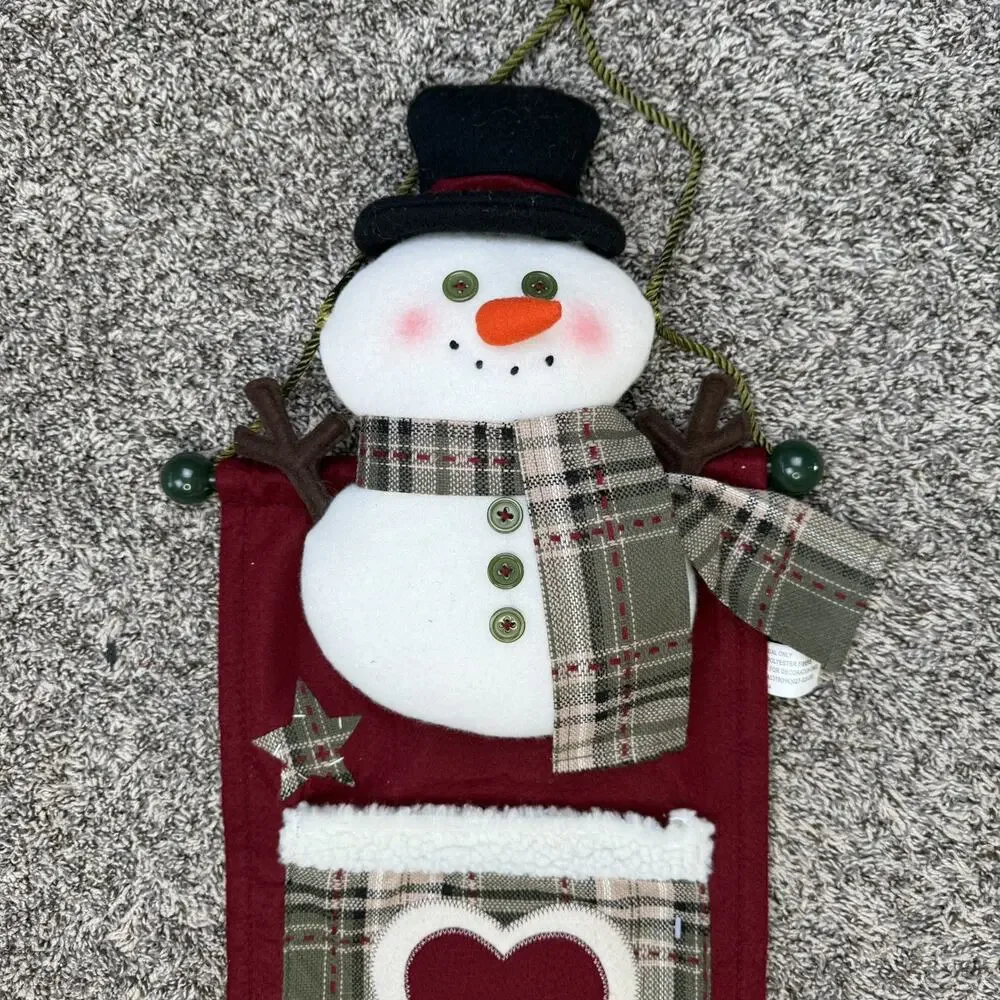 Long Hanging Snowman Christmas Decor Tapestry Sown Pockets - Picture 2 of 7